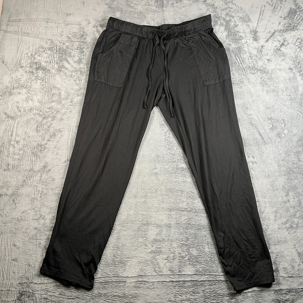 Lucky Brand Women Black Lounge Pants Medium Straight Leg Drawstring Stretch 0143